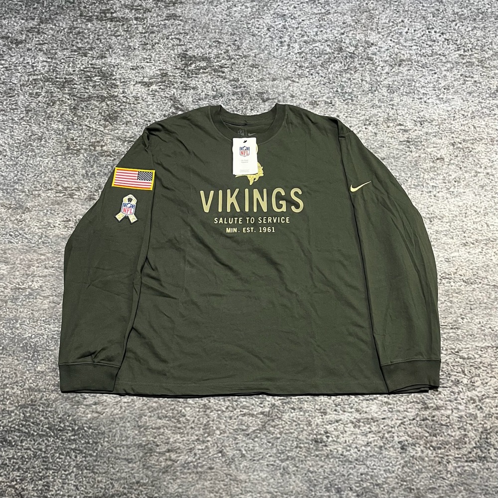 NEW Nike Minnesota Vikings Salute To Service LongSleeve Shirt Mens 3XL Green NFL